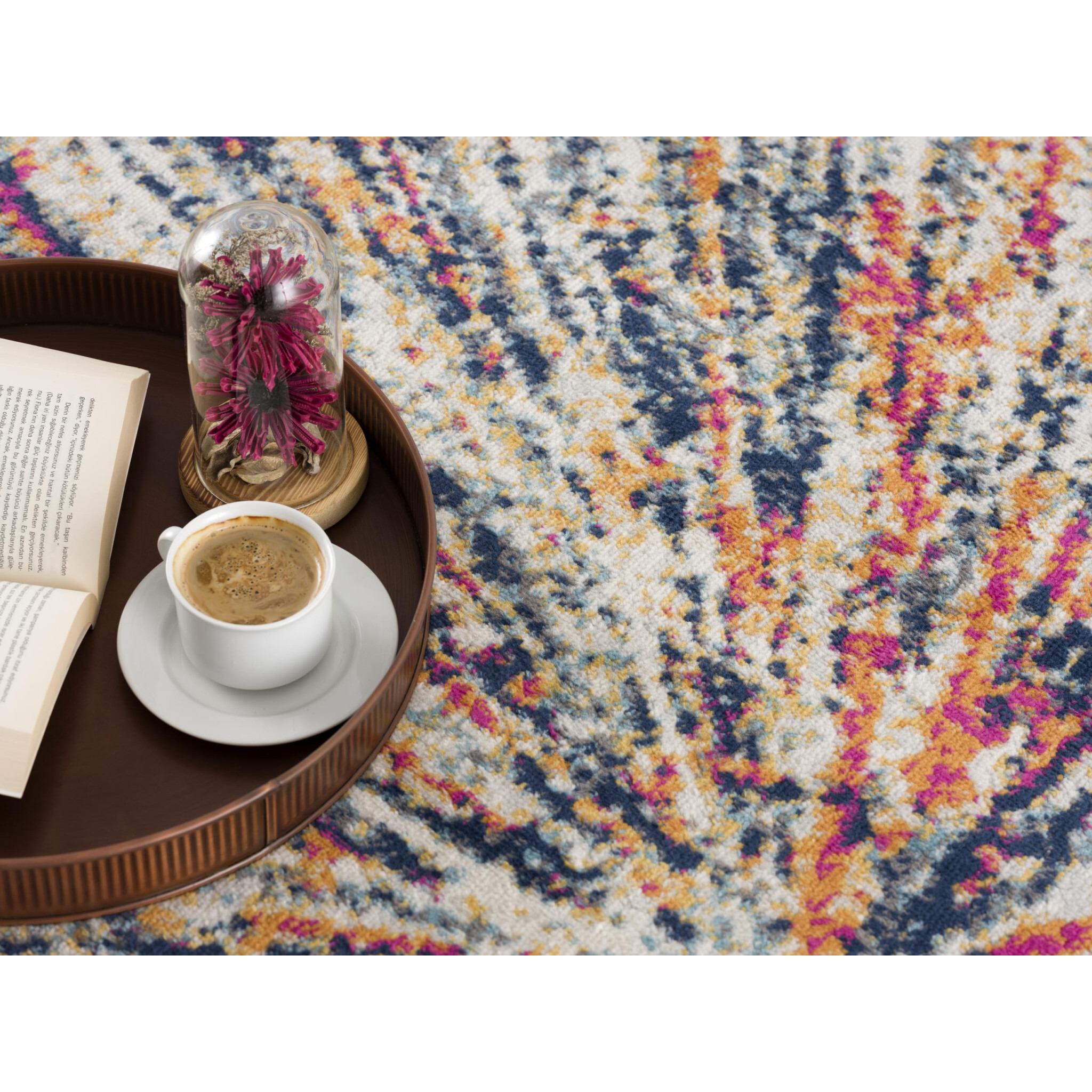 4 X 6 Cream Celestial Burst Abstract Area Rug