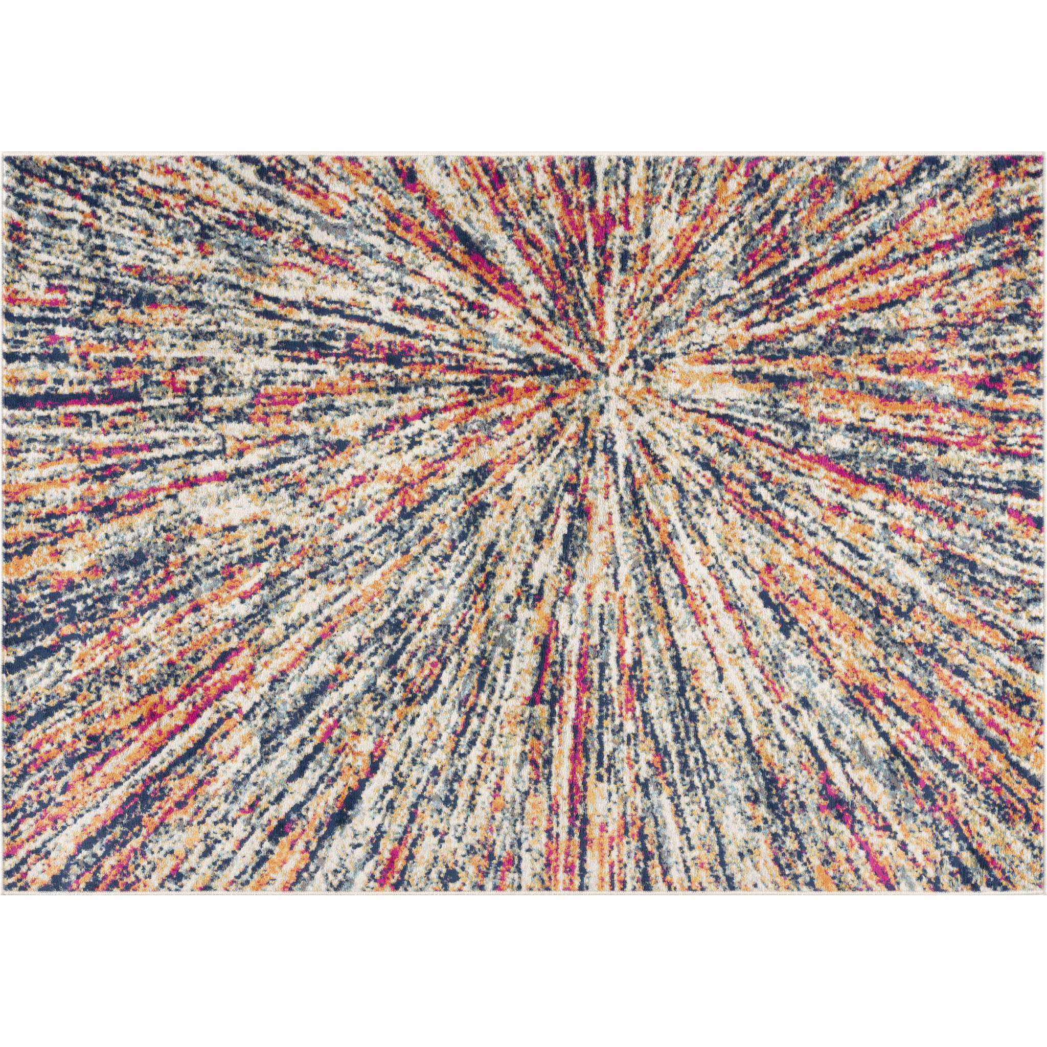 8 X 11 Cream Celestial Burst Abstract Area Rug