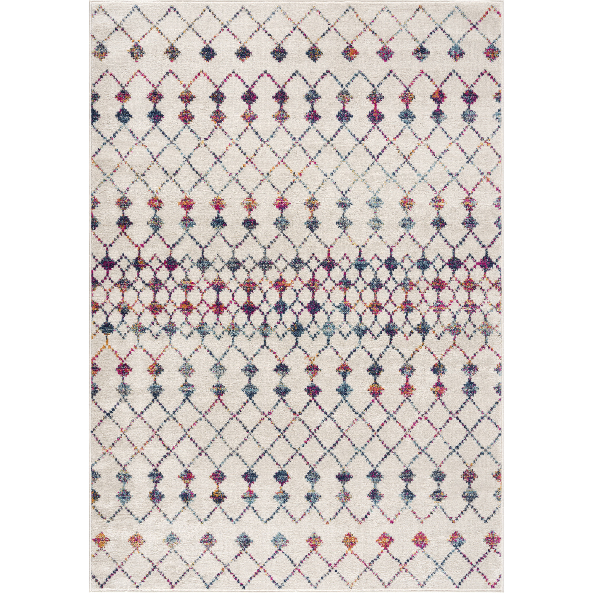 5 X 8 White Modern Geometric Grid Area Rug