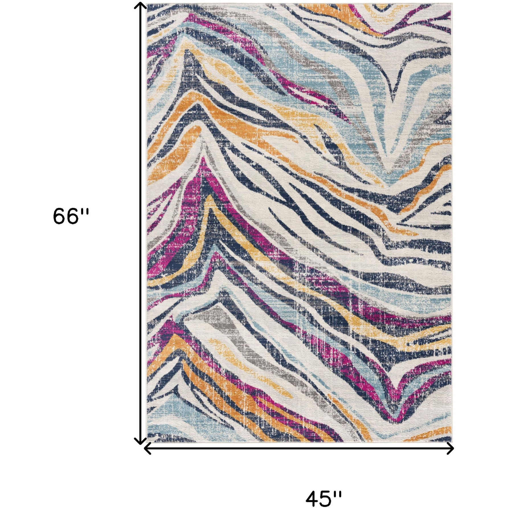 4 X 6 Blue And Gold Zebra Pattern Area Rug