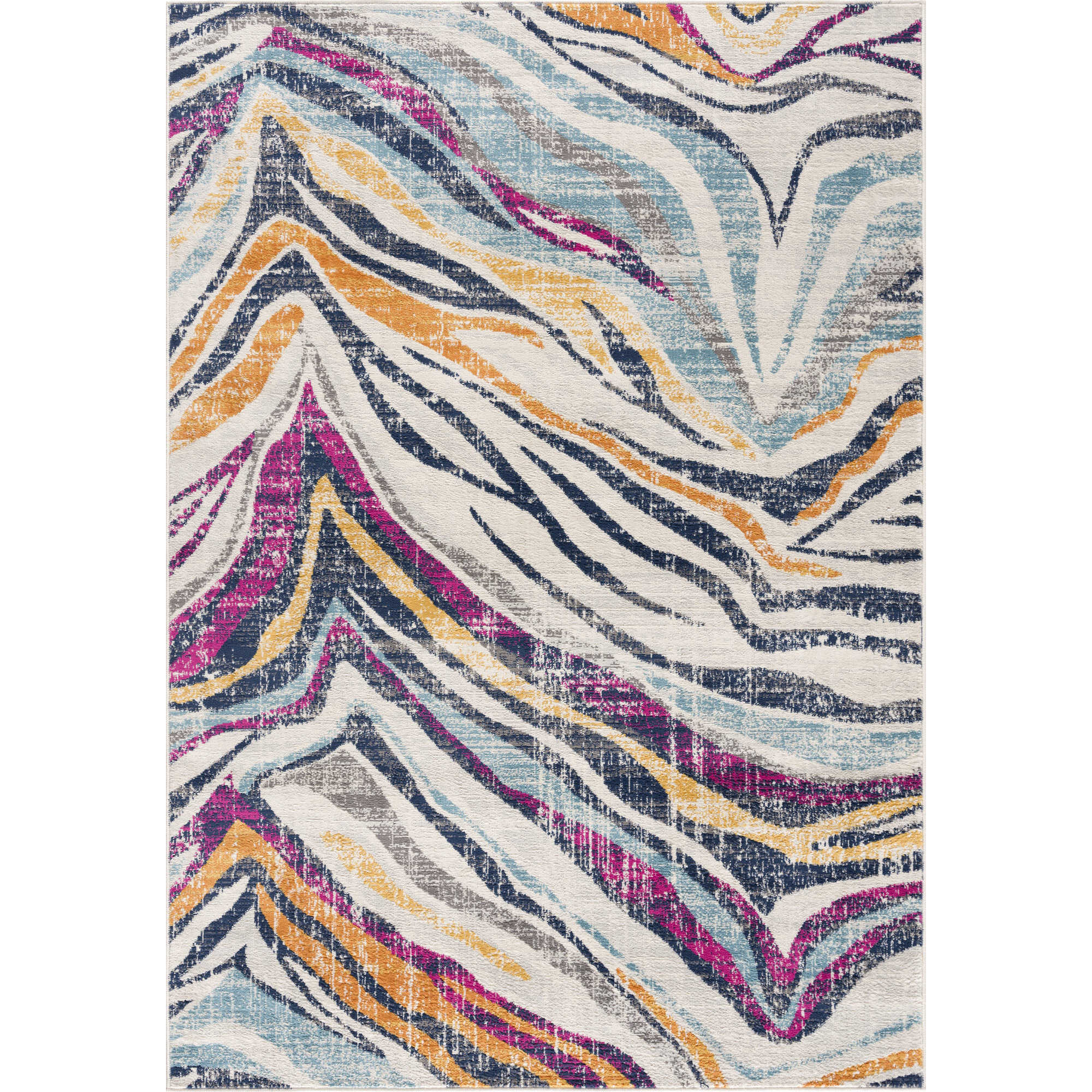 4 X 6 Blue And Gold Zebra Pattern Area Rug