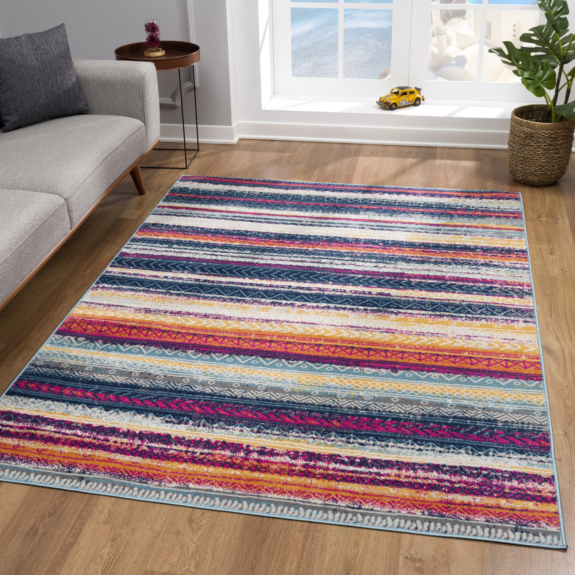 4 X 6 Multicolor Irregular Striped Area Rug