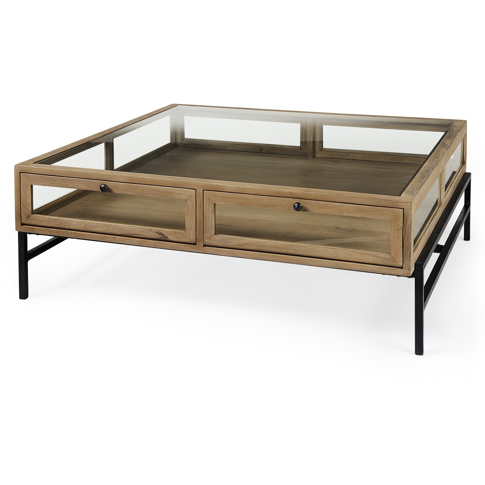 Rustic Natural Brown Shadowbox Coffee Table