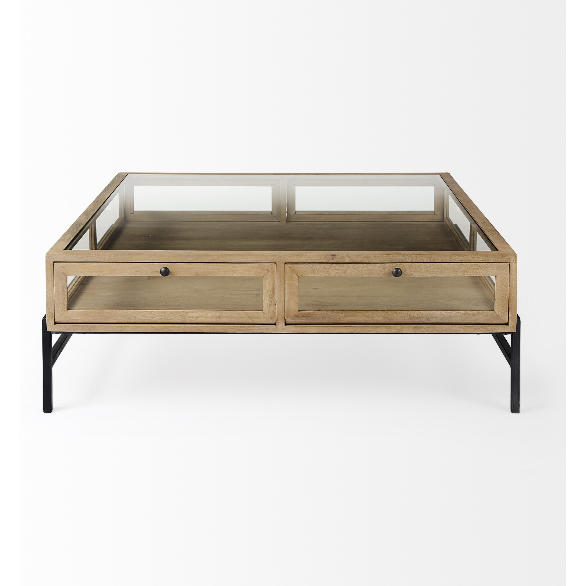Rustic Natural Brown Shadowbox Coffee Table