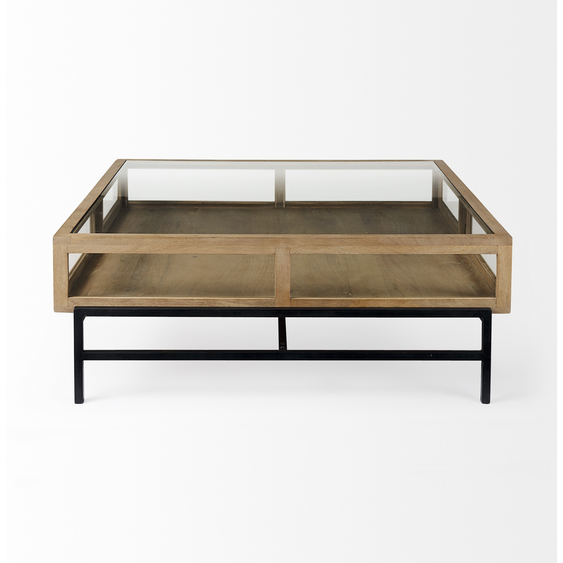 Rustic Natural Brown Shadowbox Coffee Table