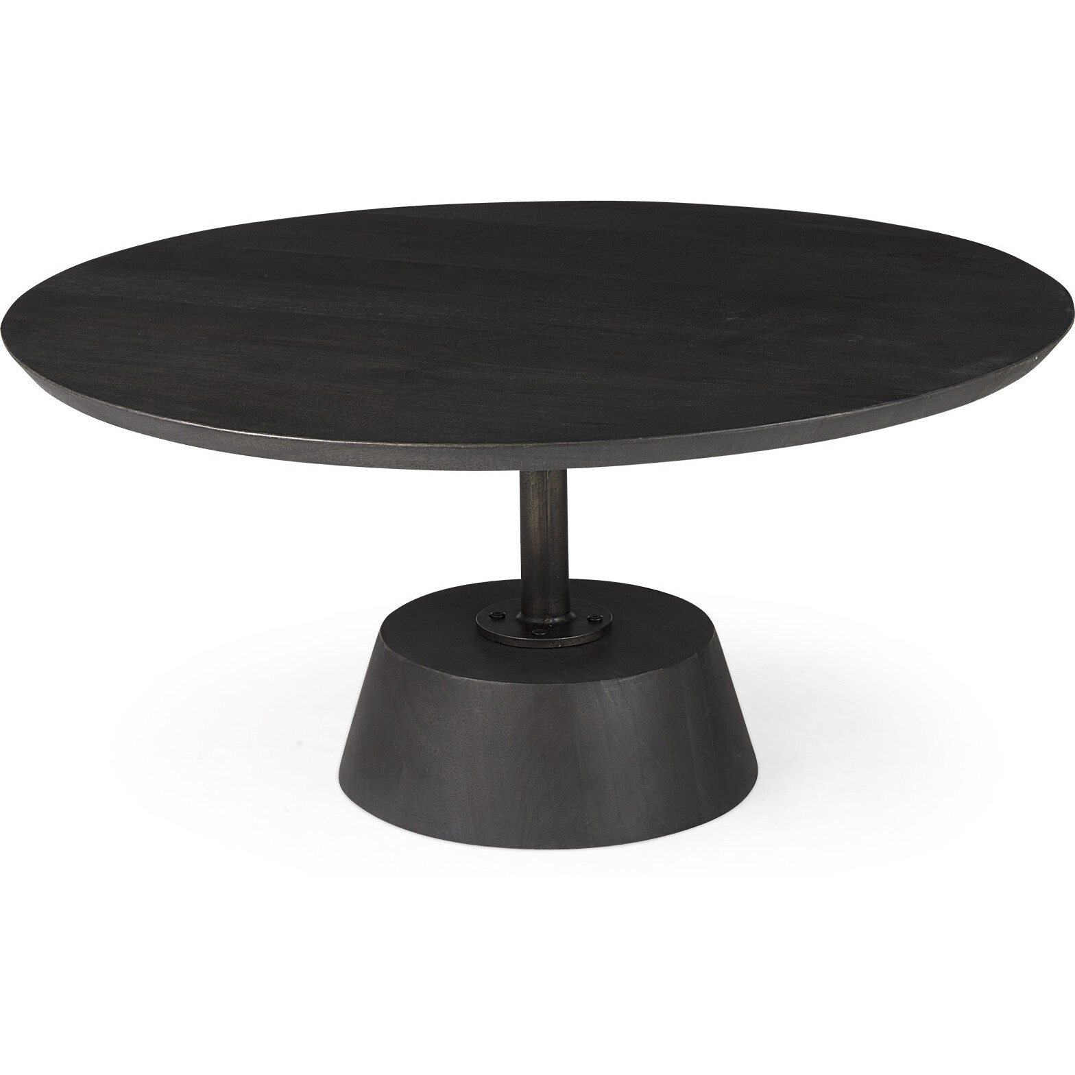 Black Wooden Pedestal Base Coffee Table