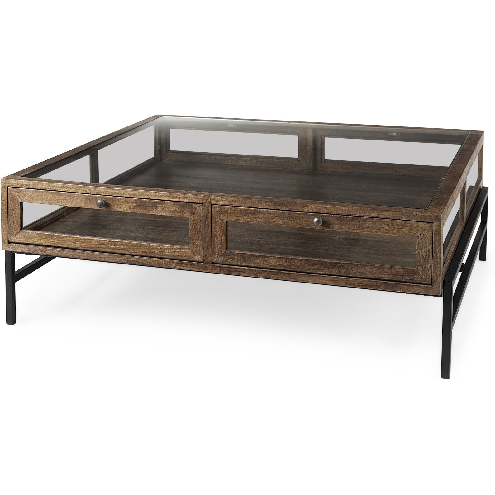 Rustic Dark Brown Brown Shadowbox Coffee Table