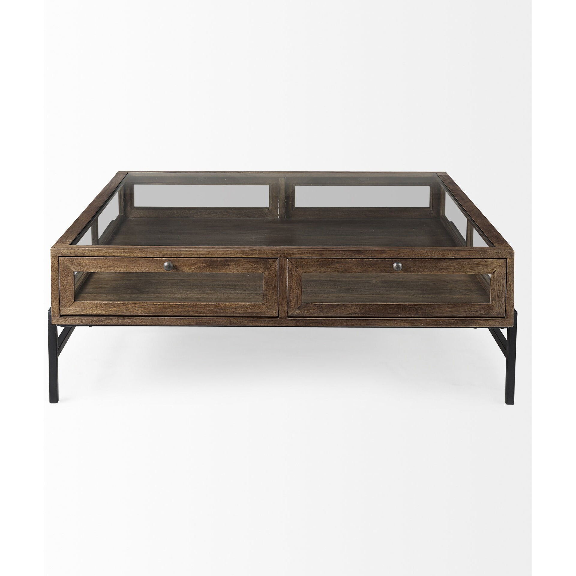 Rustic Dark Brown Brown Shadowbox Coffee Table