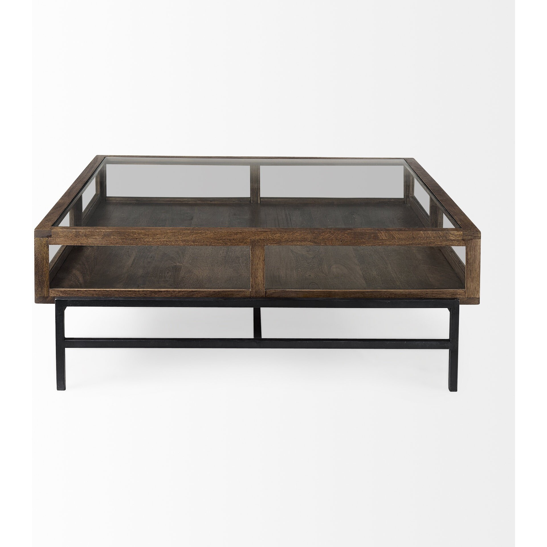 Rustic Dark Brown Brown Shadowbox Coffee Table