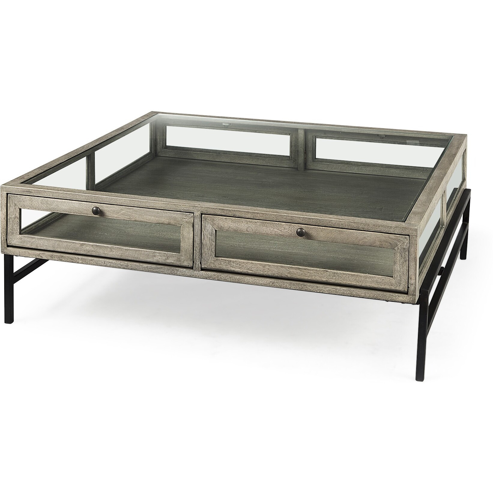 Rustic Gray Brown Shadowbox Coffee Table