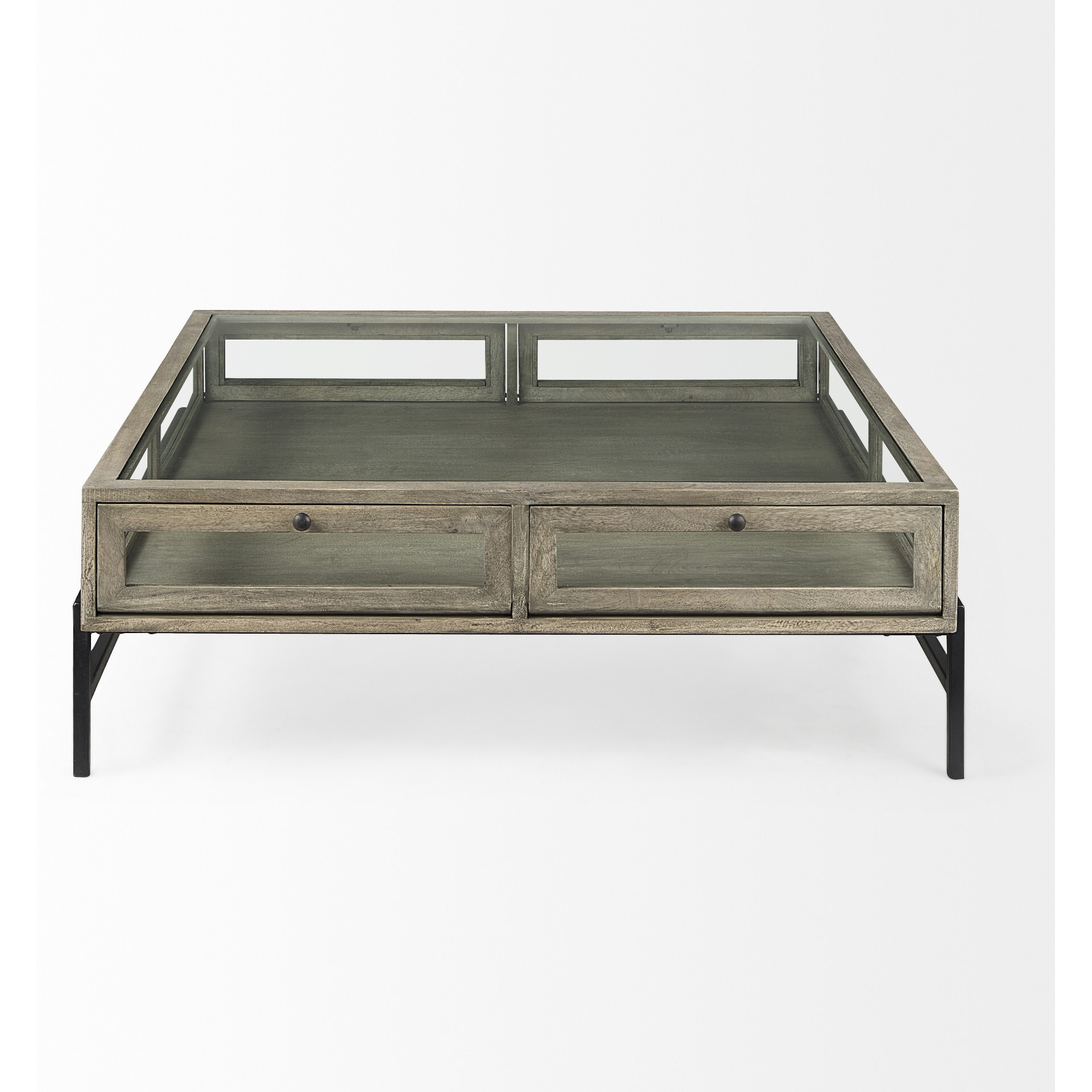 Rustic Gray Brown Shadowbox Coffee Table