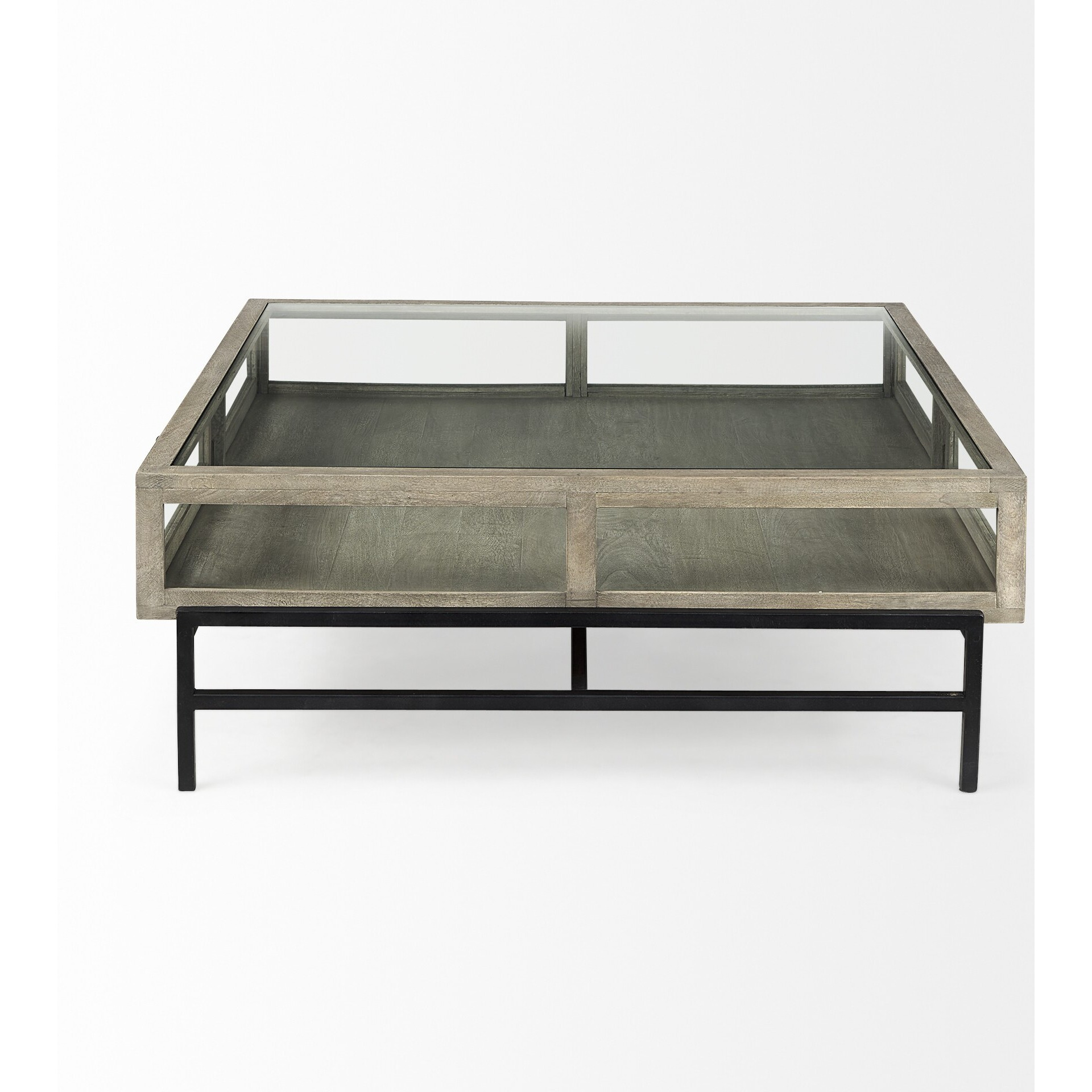 Rustic Gray Brown Shadowbox Coffee Table