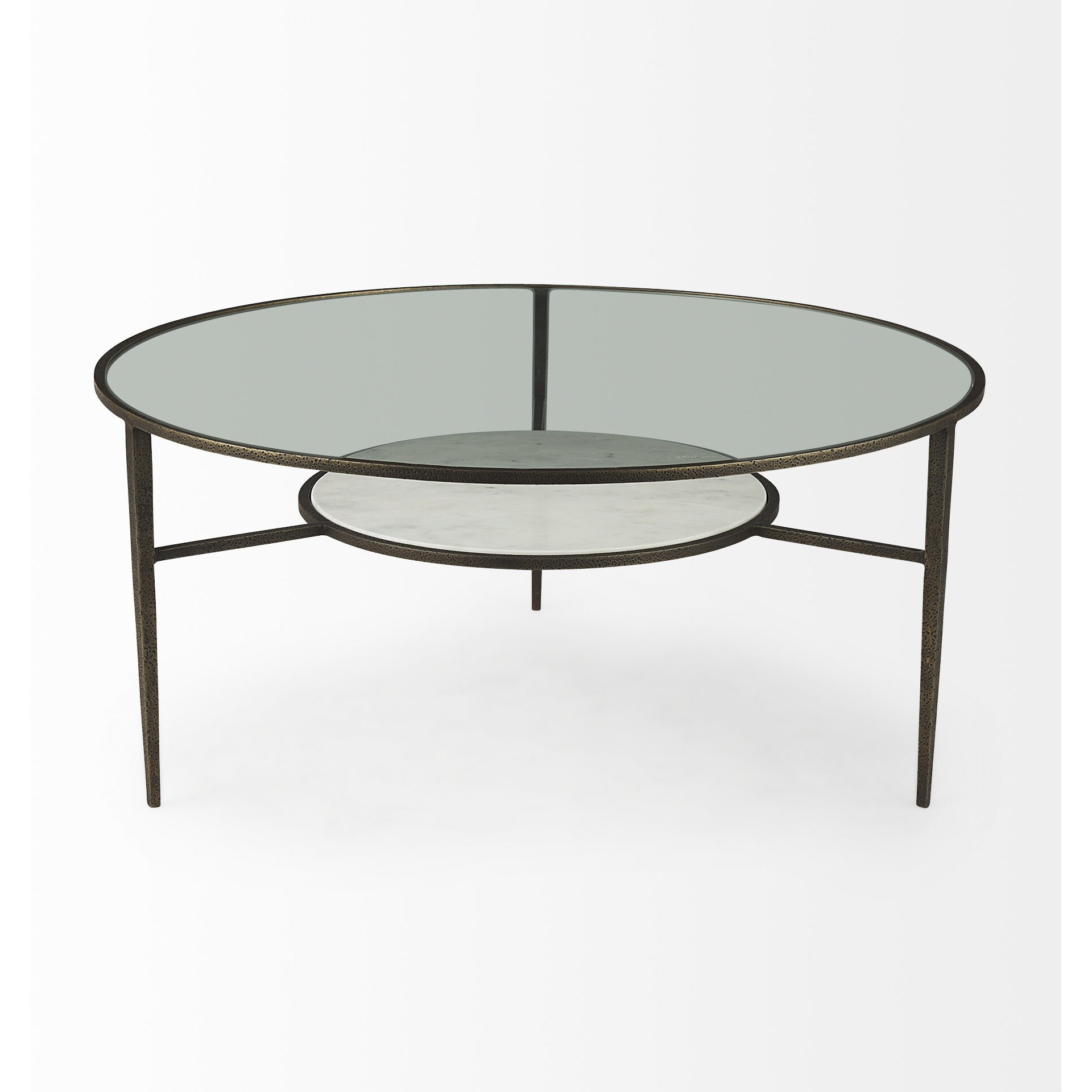 Iron Glass And Marble Round Coffee Table