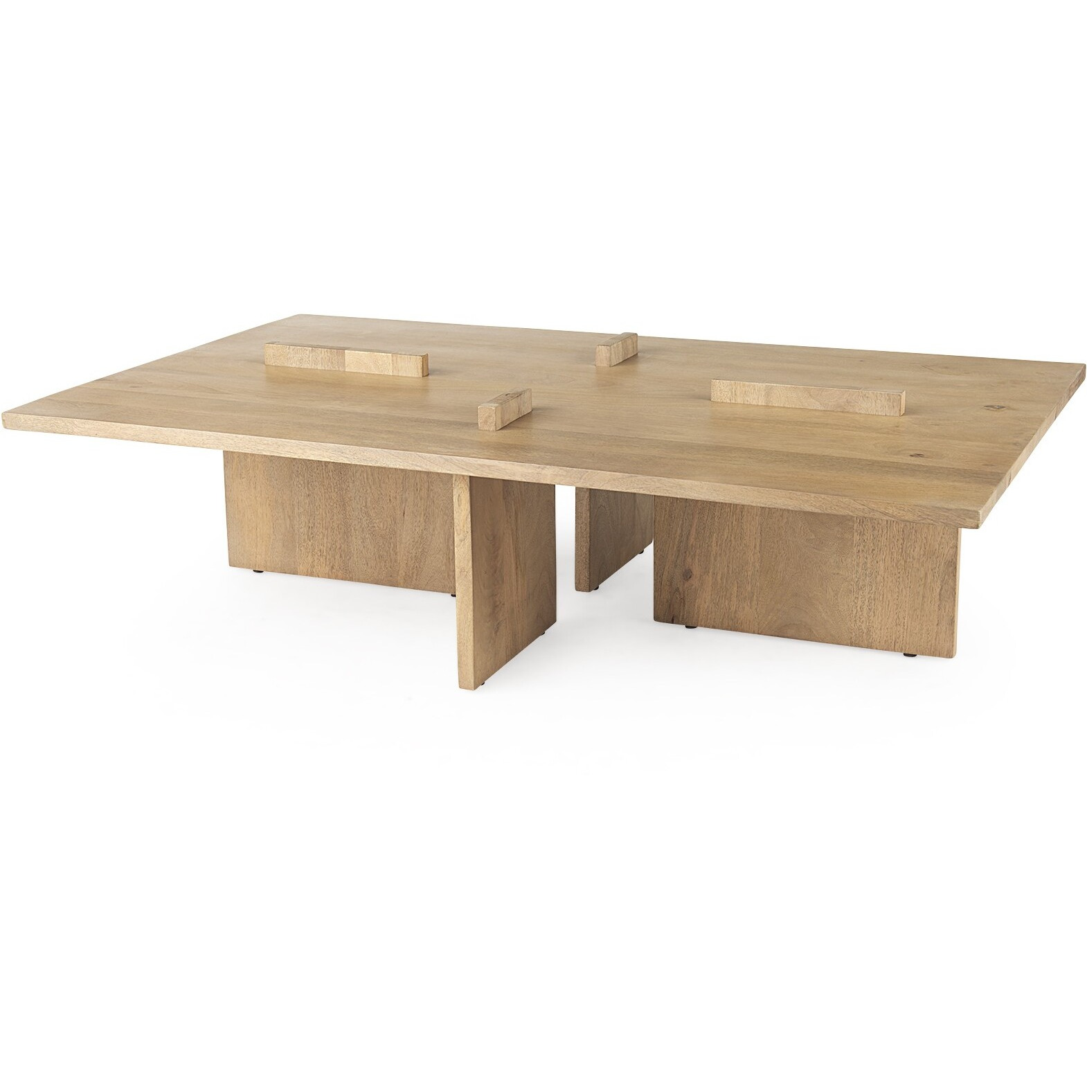 Light Natural Brown Rectangular Wooden Coffee Table