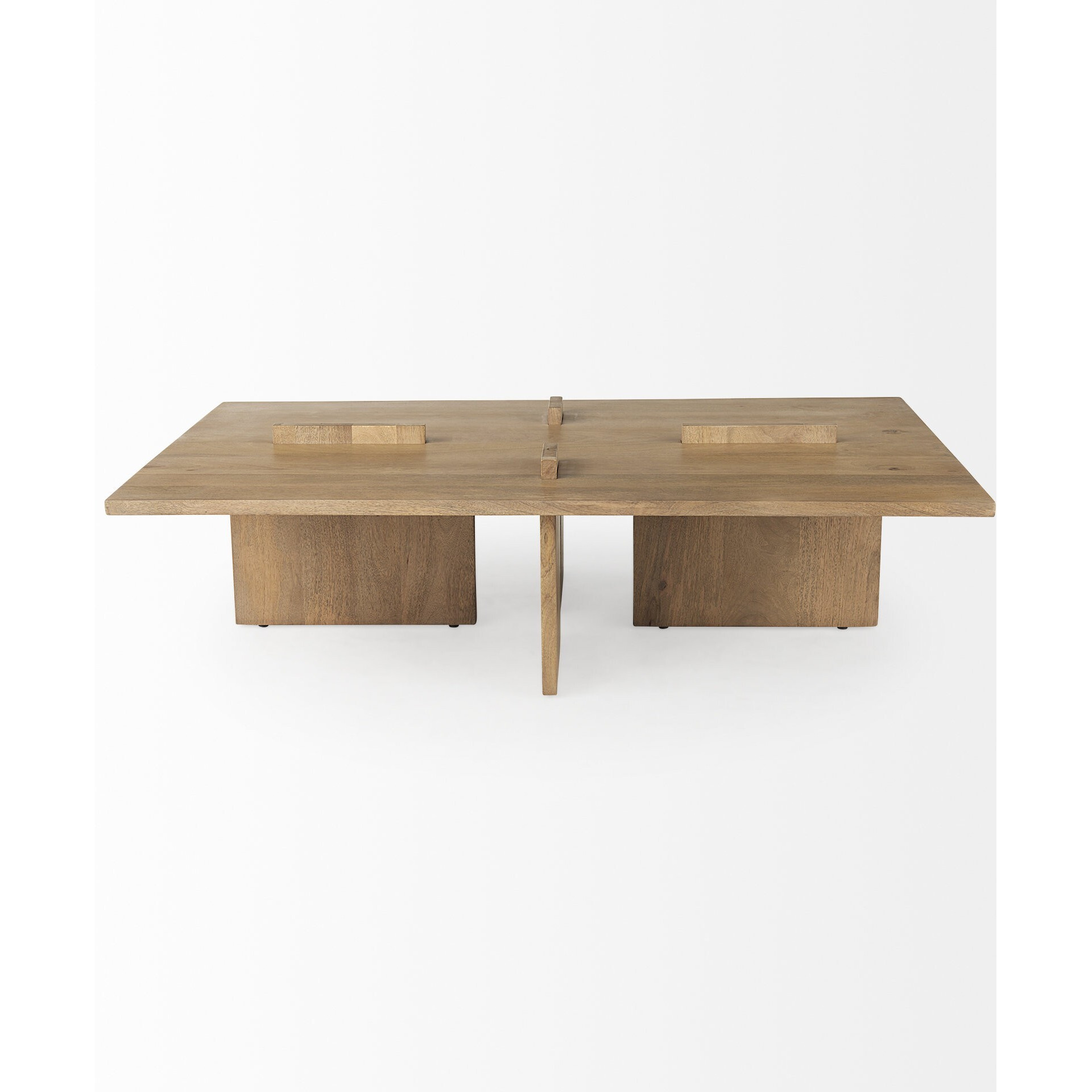 Light Natural Brown Rectangular Wooden Coffee Table