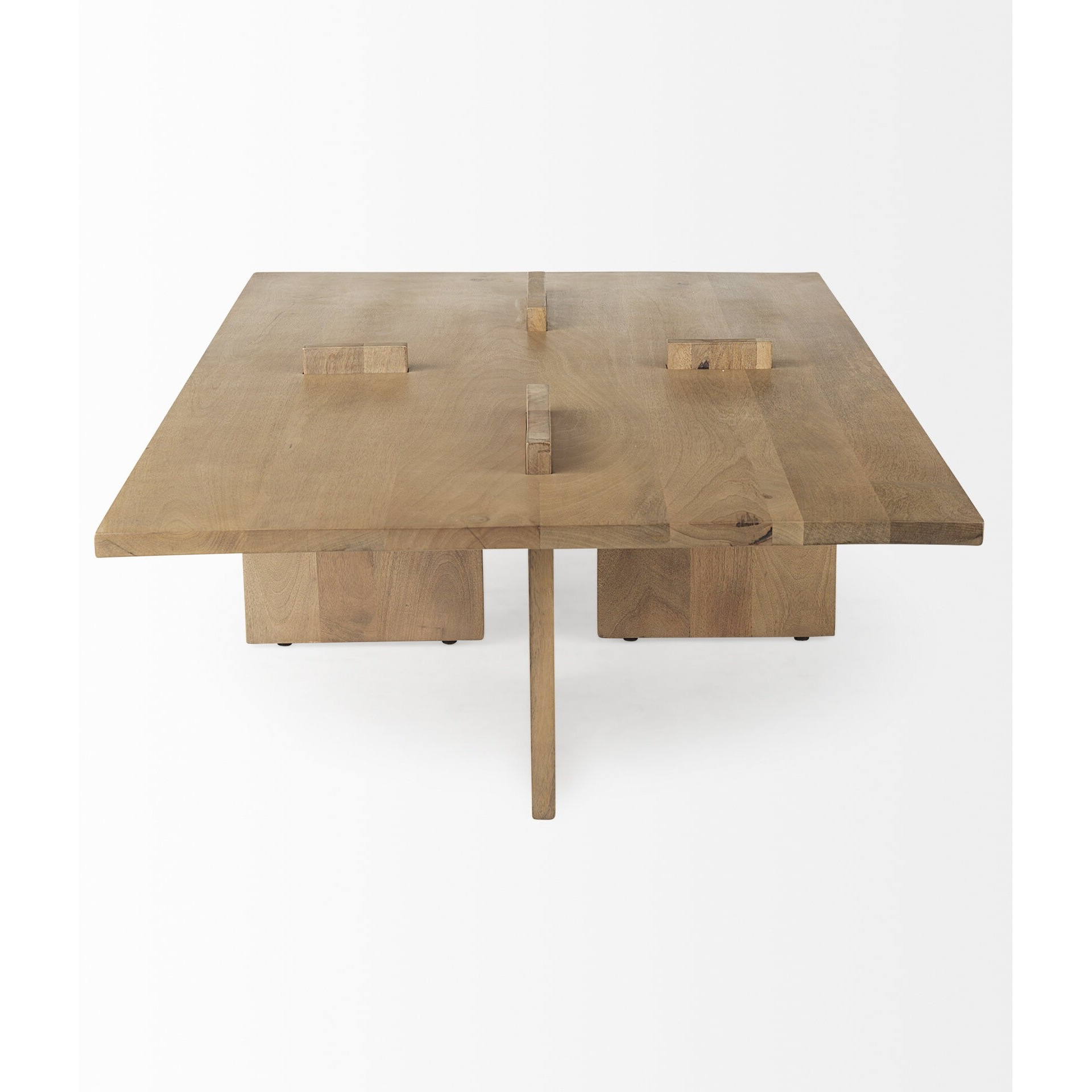 Light Natural Brown Rectangular Wooden Coffee Table