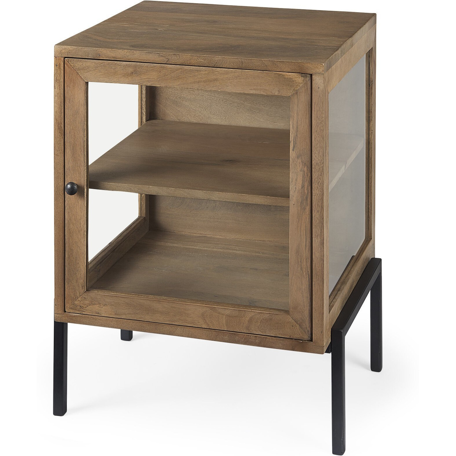 Rustic Honey Brown And Black Shadowbox Cabinet