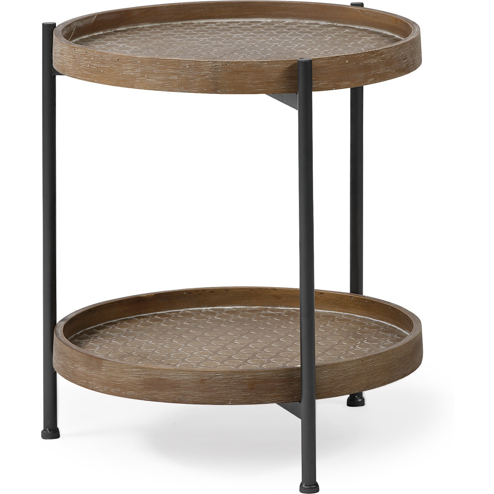 Brown Double Tier Embossed End Table