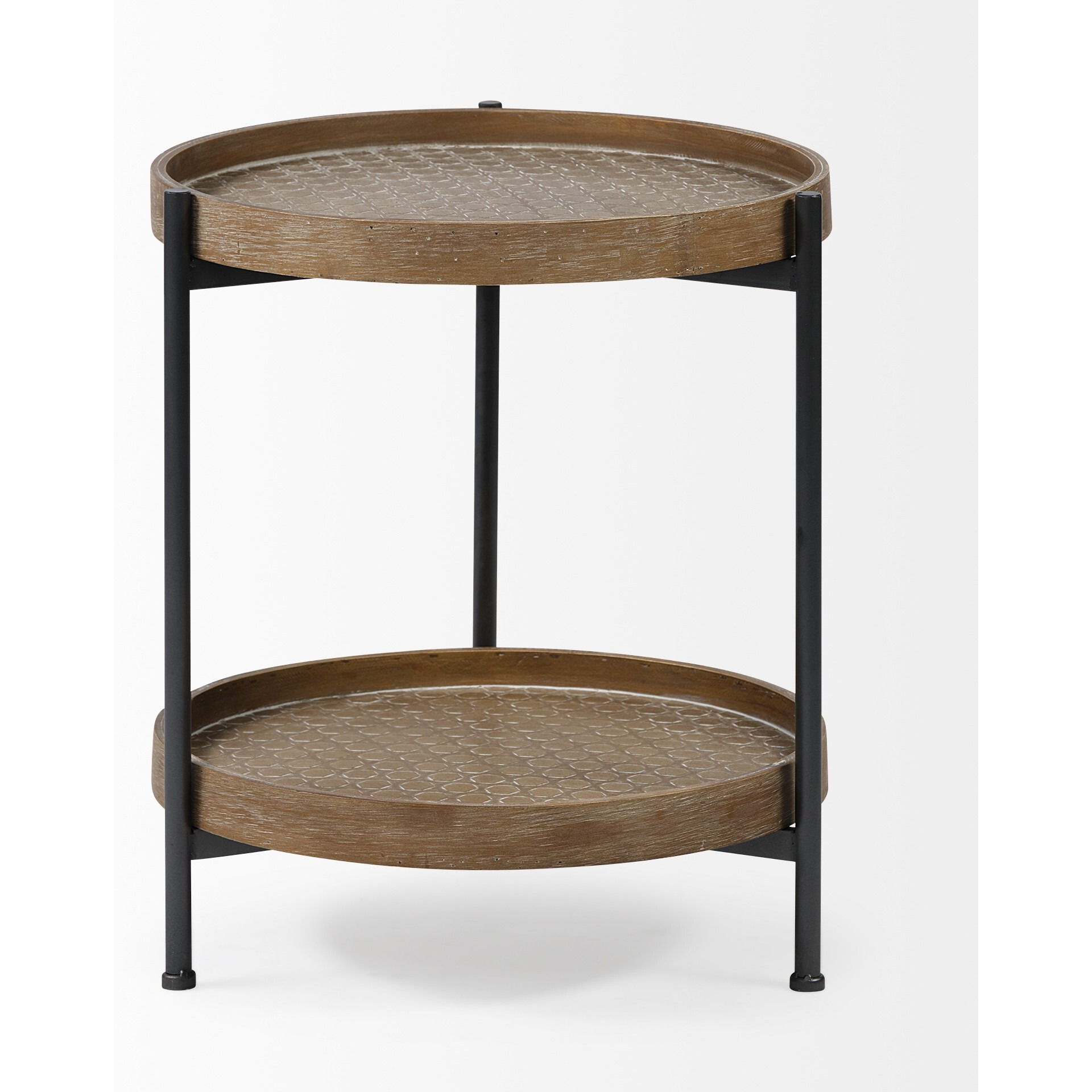 Brown Double Tier Embossed End Table
