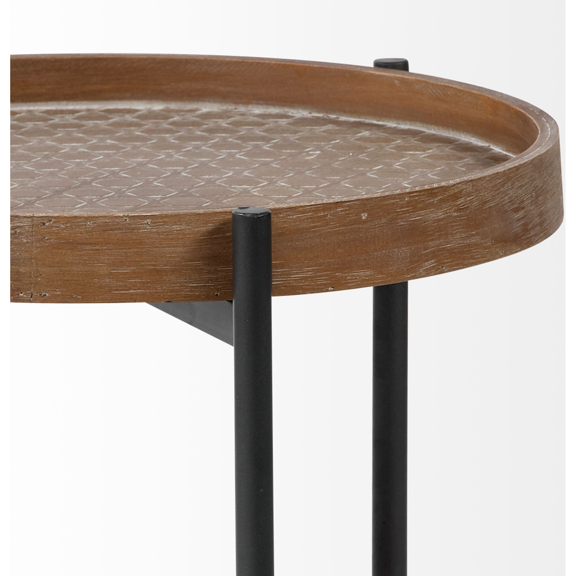 Brown Double Tier Embossed End Table