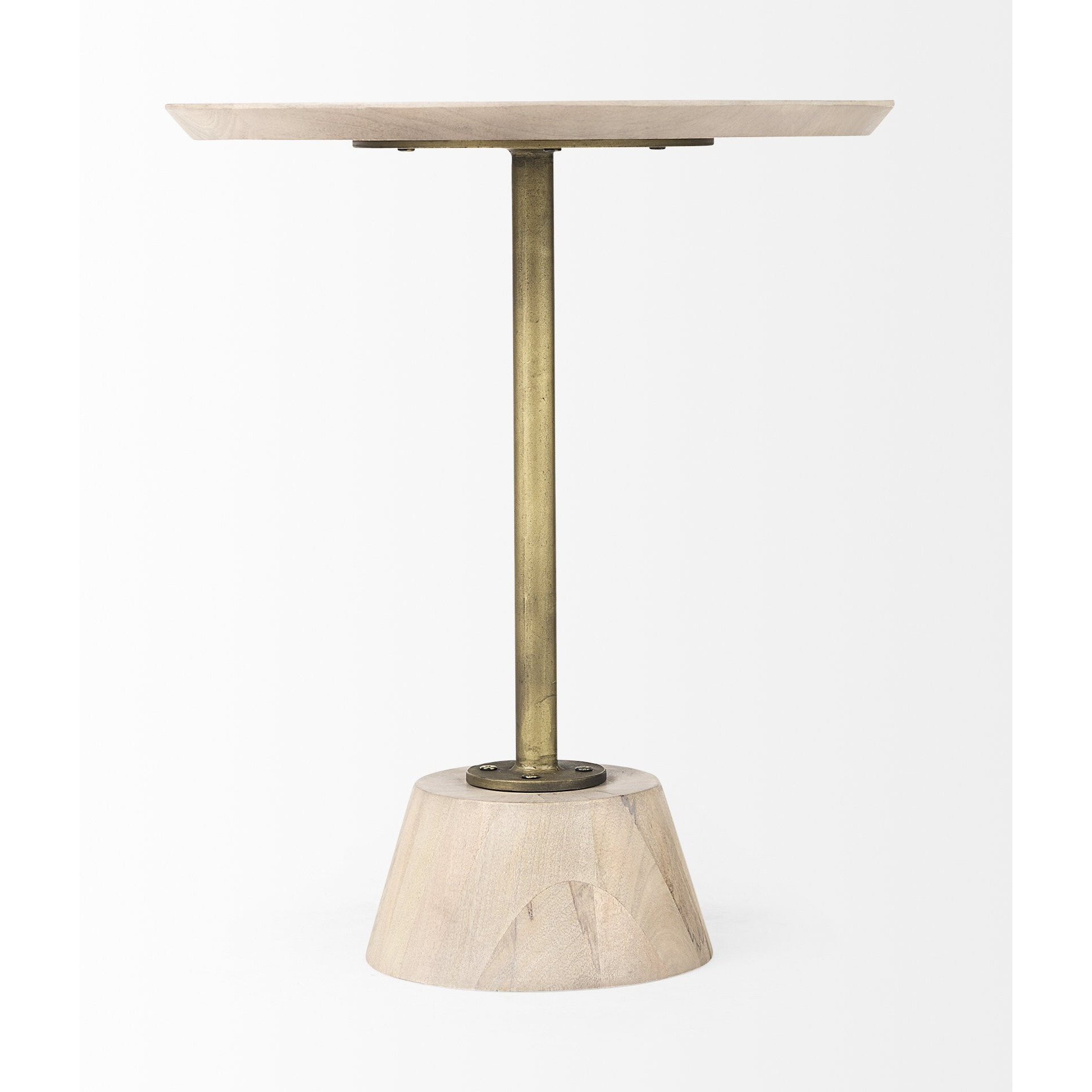 Light Blond Pedestal Table With Gold Detailing