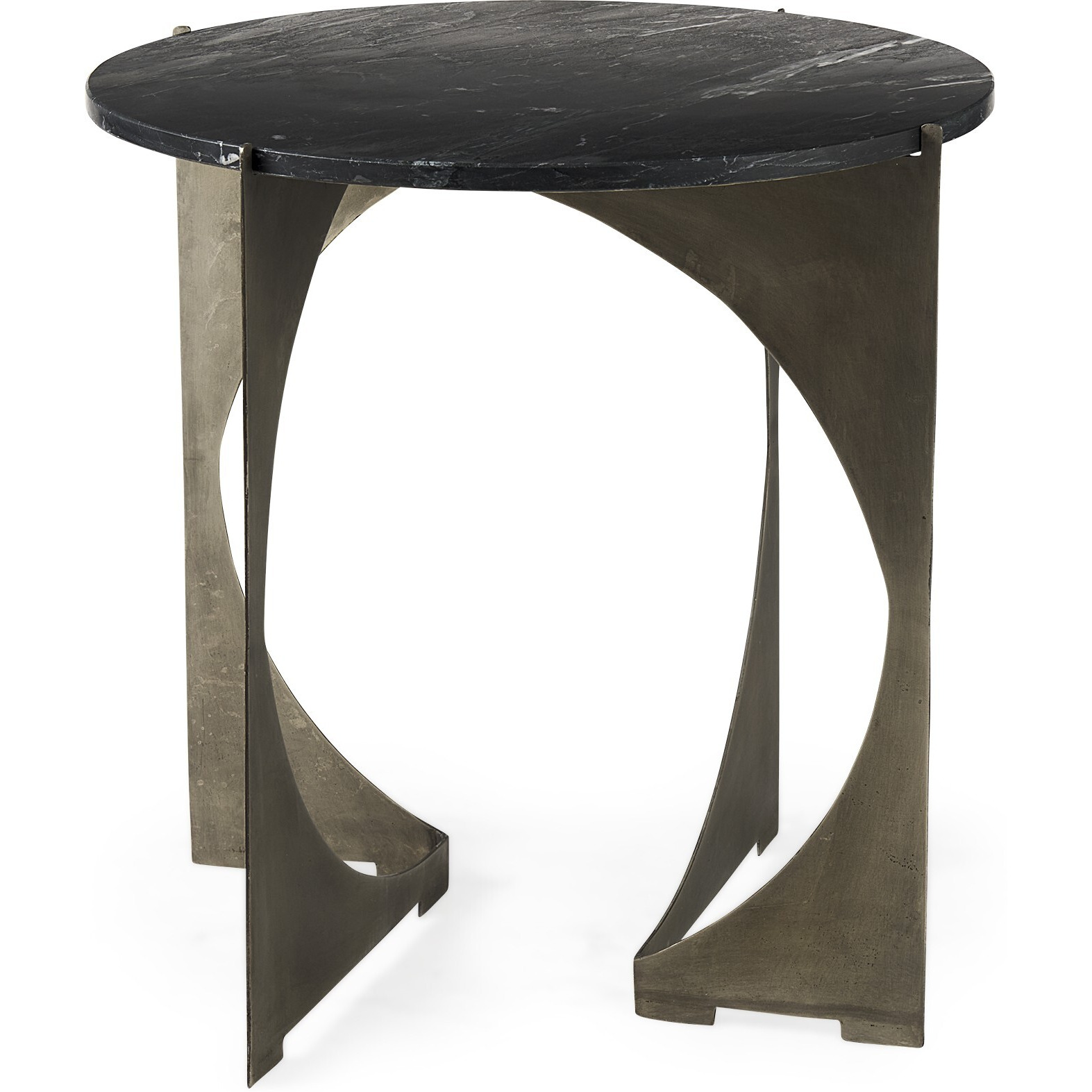 Mod Black Marble Antiqued Nickel Side Table
