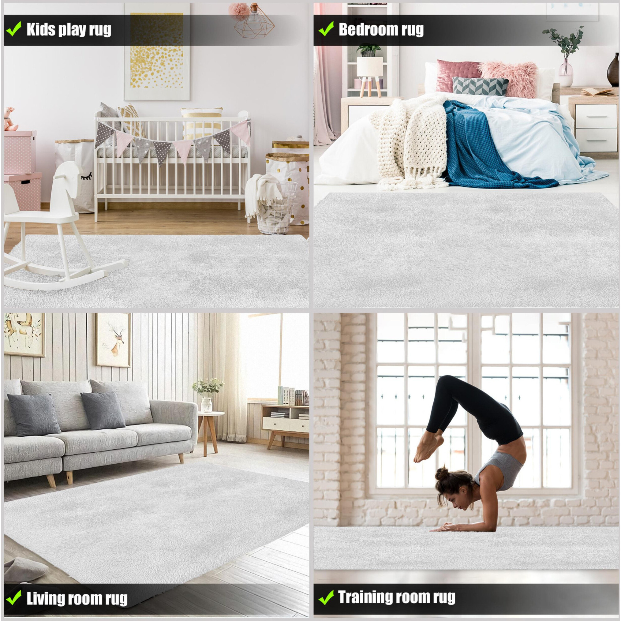 4 X 5 White Solid Modern Area Rug