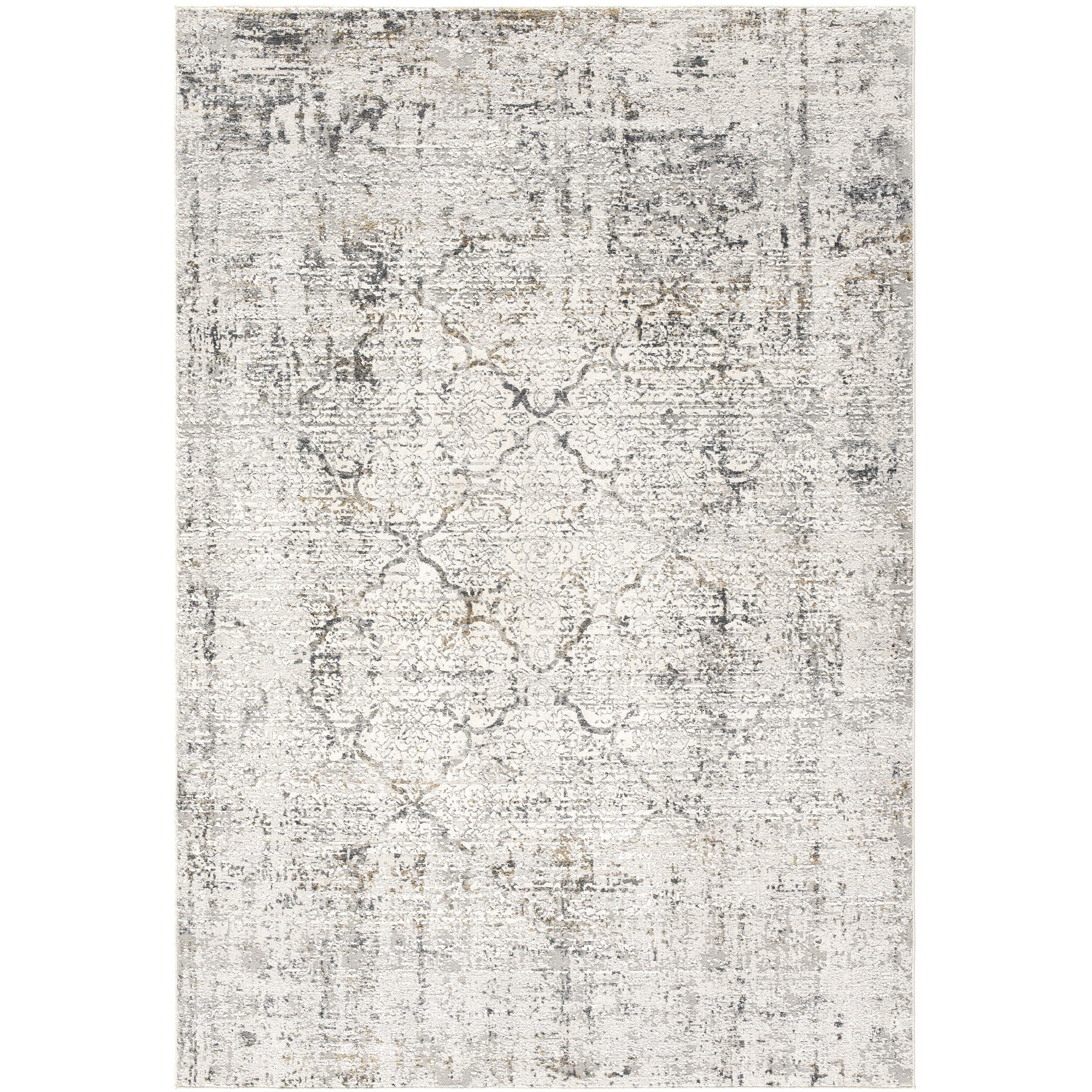 5 X 8 Gray And Ivory Abstract Distressed Area Rug