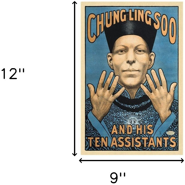 9"" X 12"" Chung Ling Soo Vintage Magic Poster Wall Art