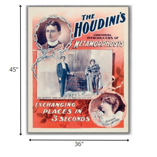 36"" X 48"" The Houdini's Metamorphosis Vintage Magic Poster Wall Art