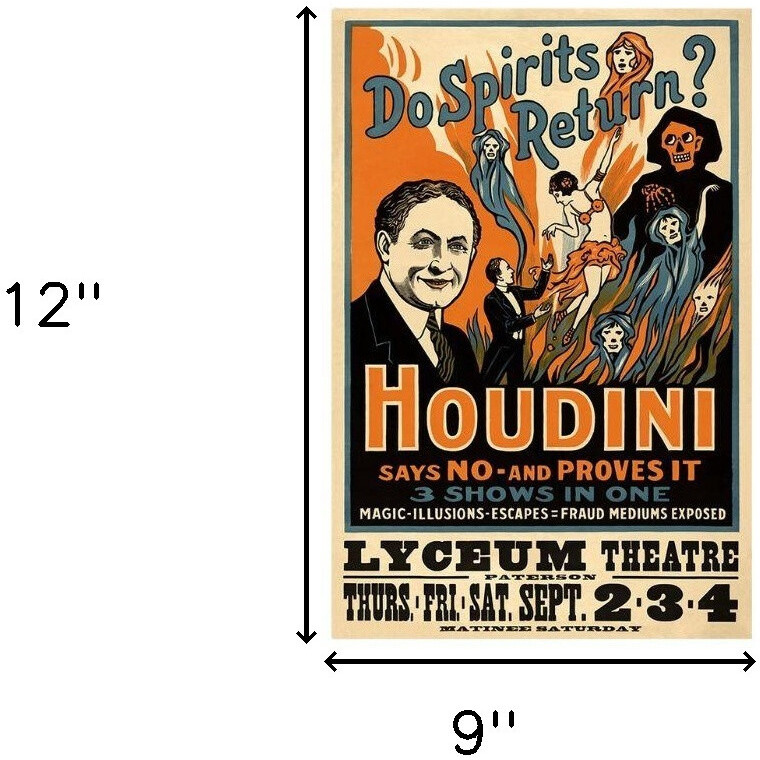 9"" X 12"" Houdini Spirits Vintage Magic Poster Wall Art