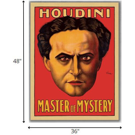 36"" X 48"" Houdini Master Of Mystery Vintage Magic Poster Wall Art
