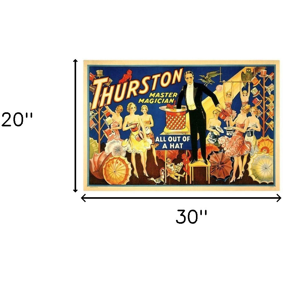 20"" X 30"" Thurston Out Of A Hat Vintage Magic Poster Wall Art