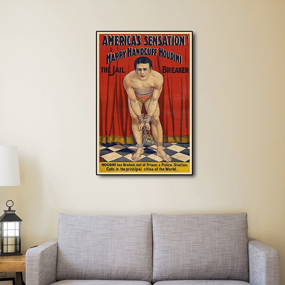 24"" X 36"" Houdini In Handcuffs Vintage Magic Poster Wall Art