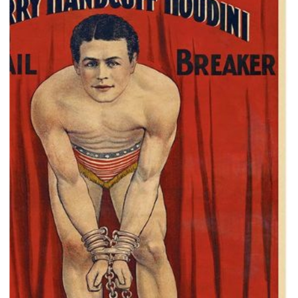 16"" X 24"" Houdini In Handcuffs Vintage Magic Poster Wall Art
