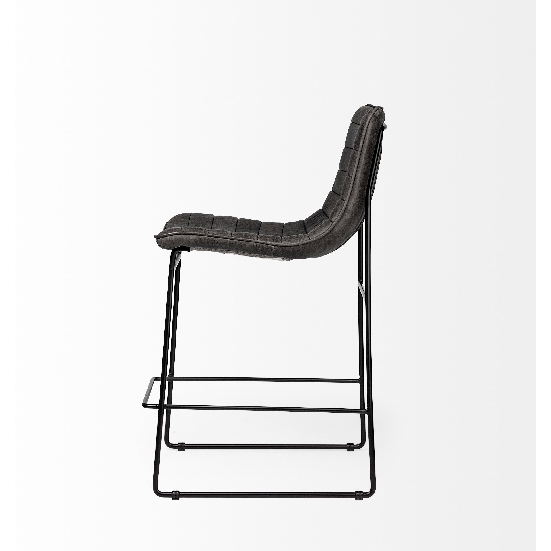 Black Leather Metal Frame Counter Stool