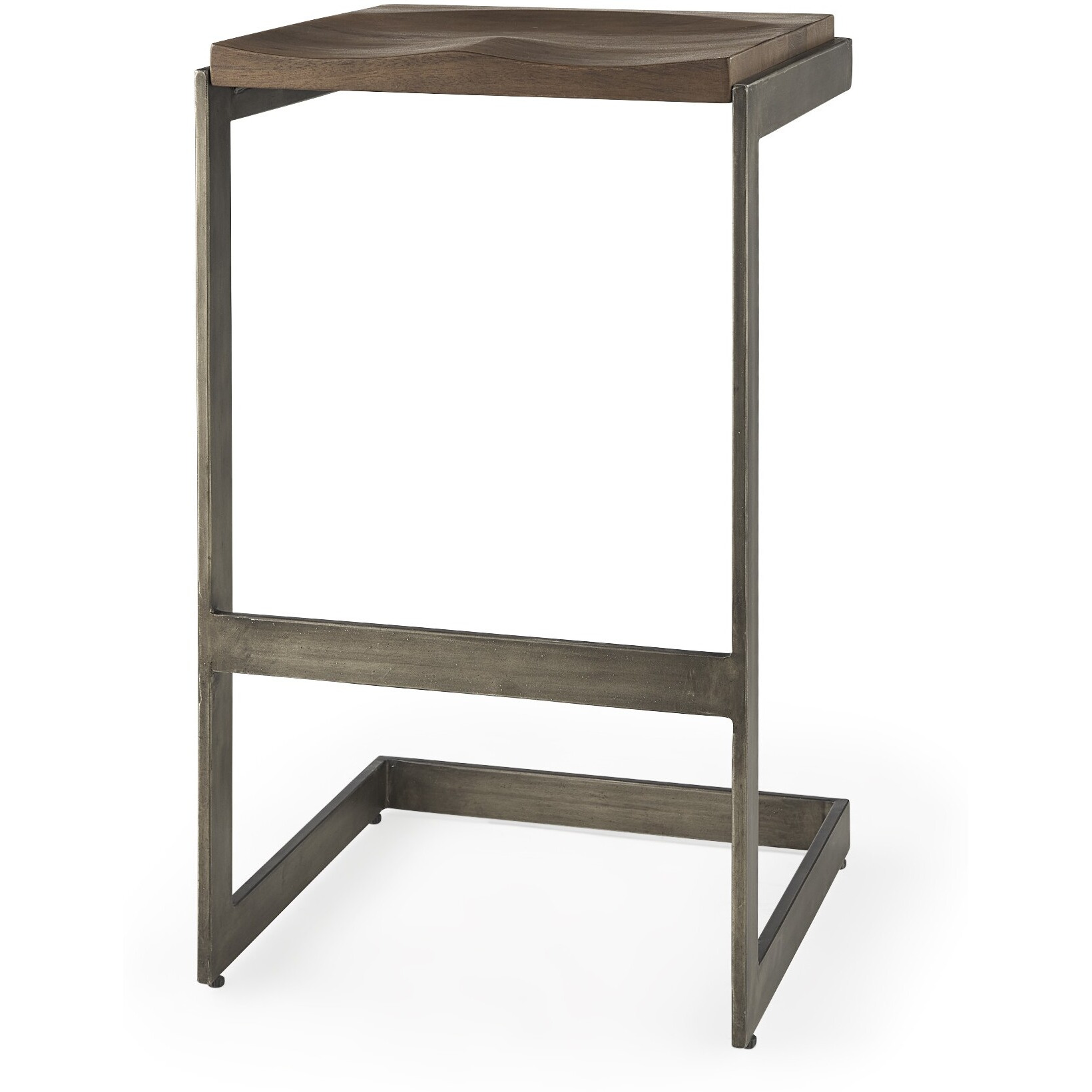 30"" Warm Brown Cheeky Wood And Metal Bar Stool