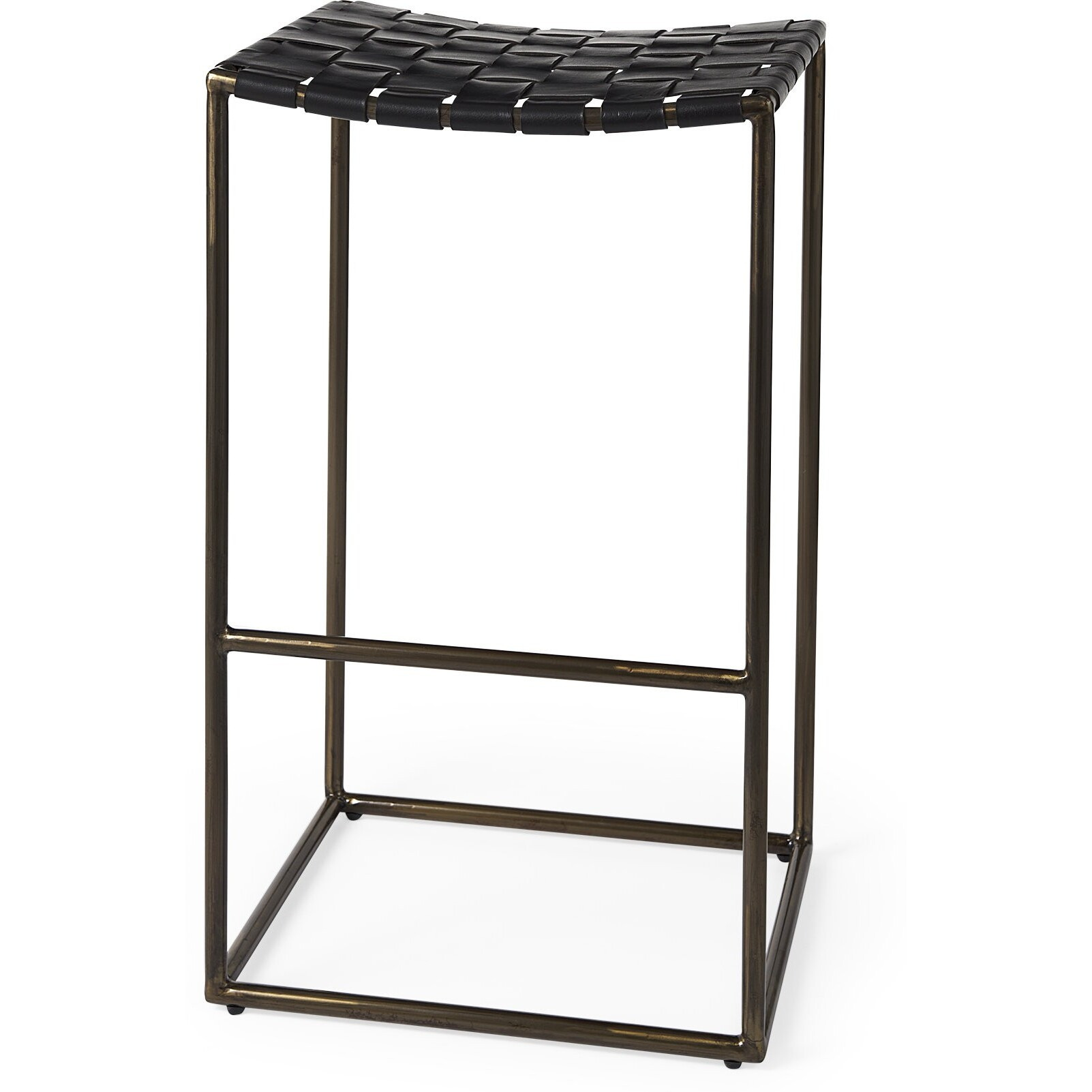 Black Woven Leather Bar Stool