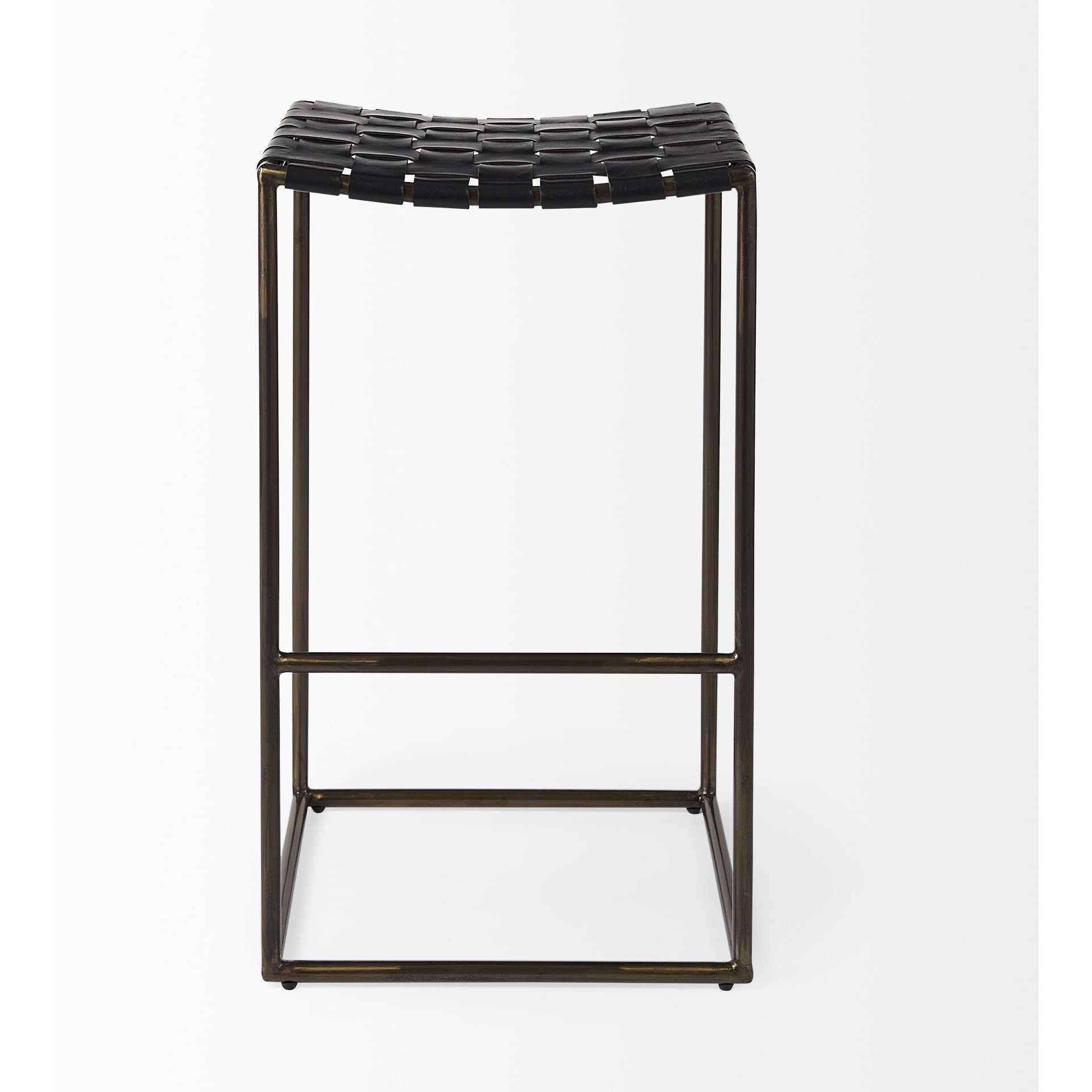 Black Woven Leather Bar Stool