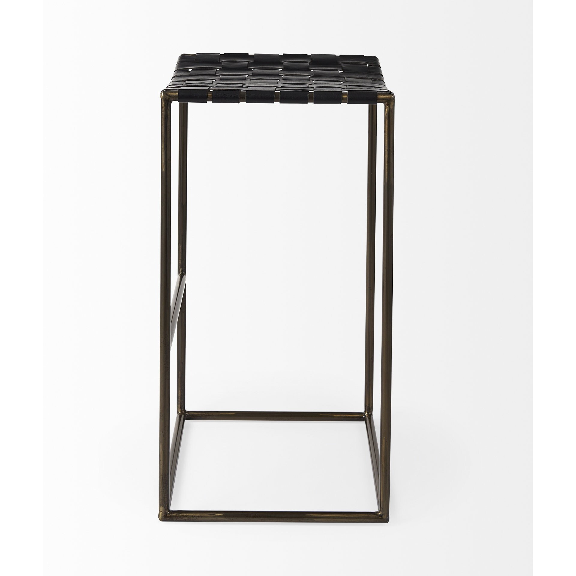 Black Woven Leather Bar Stool