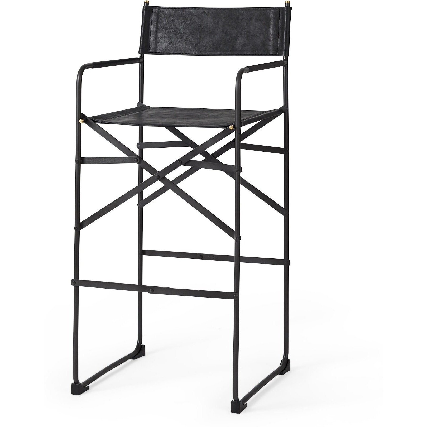 Black Leather Director's Chair Bar Stool