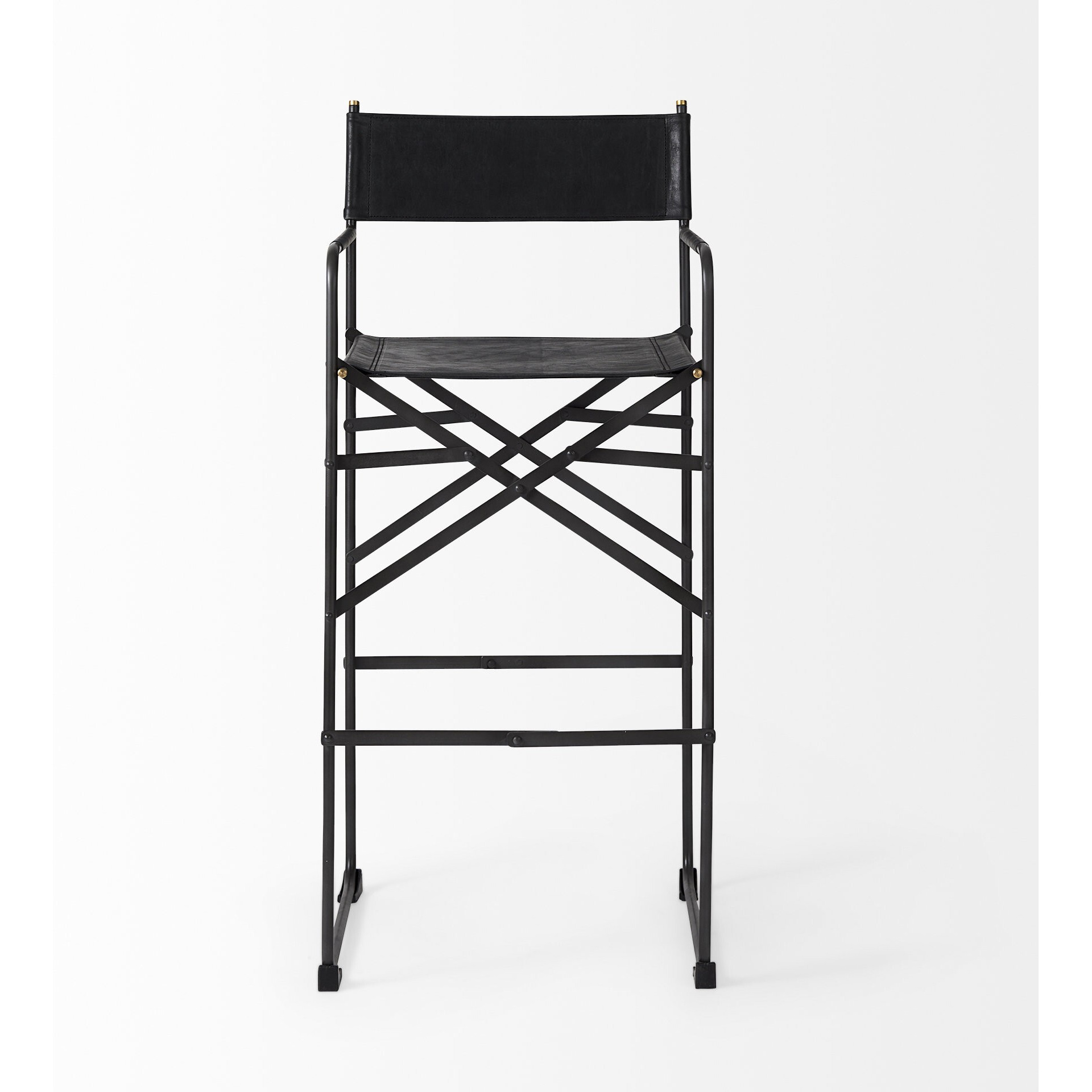 Black Leather Director's Chair Bar Stool