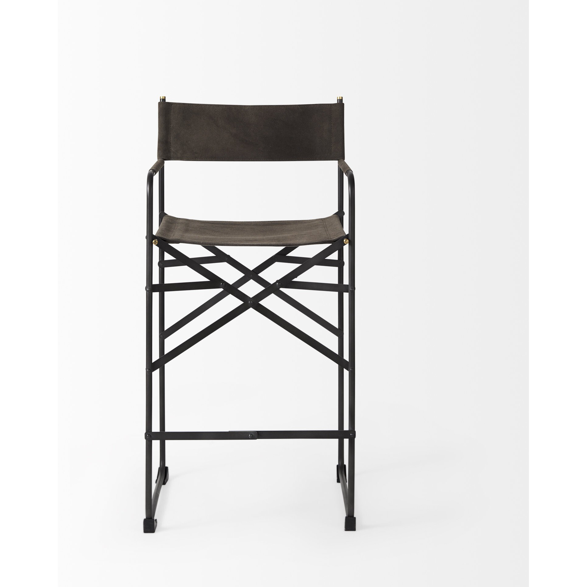 Espresso Leather Director's Chair Counter Stool