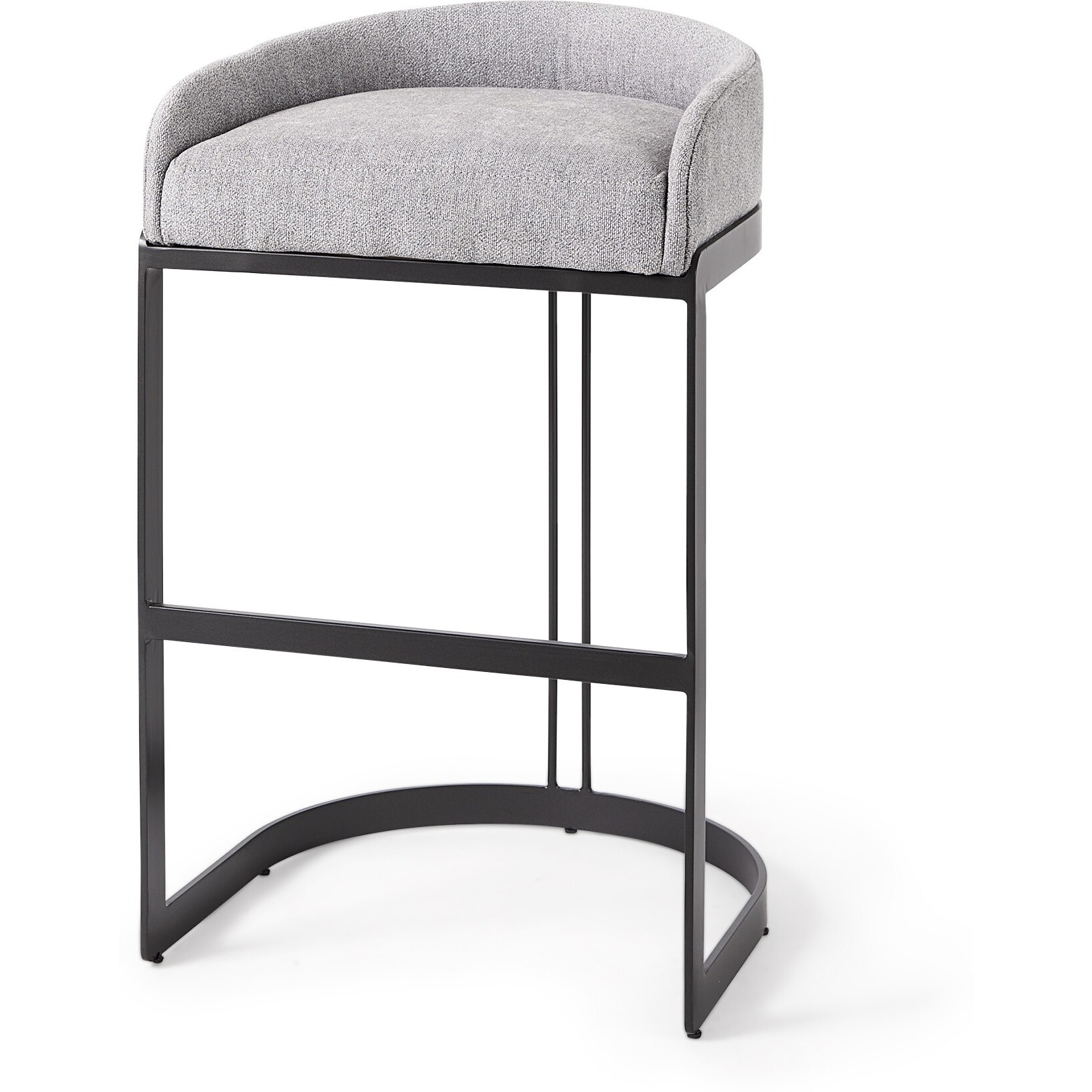 Light Gray Bar Stool With Black Metal Base