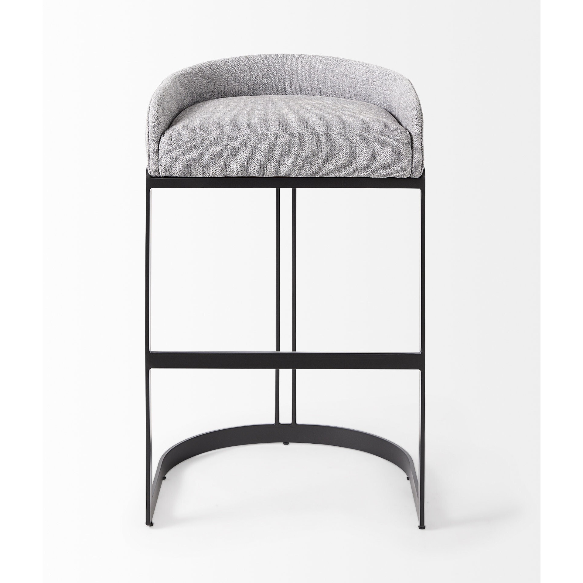 Light Gray Bar Stool With Black Metal Base