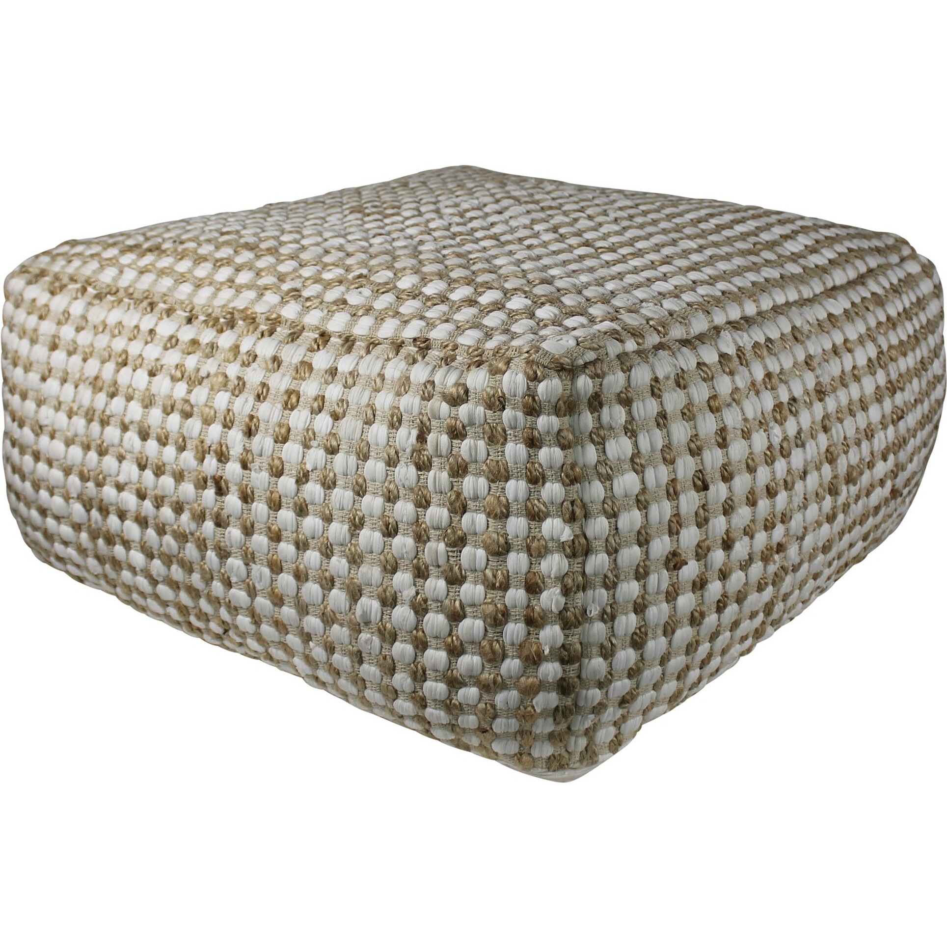 Natural Hemp Dotted Rectangle Pouf