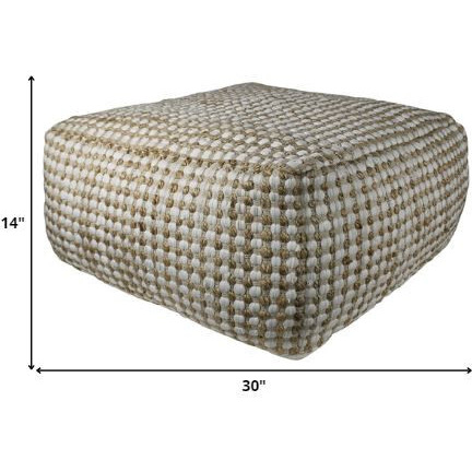 Natural Hemp Dotted Rectangle Pouf