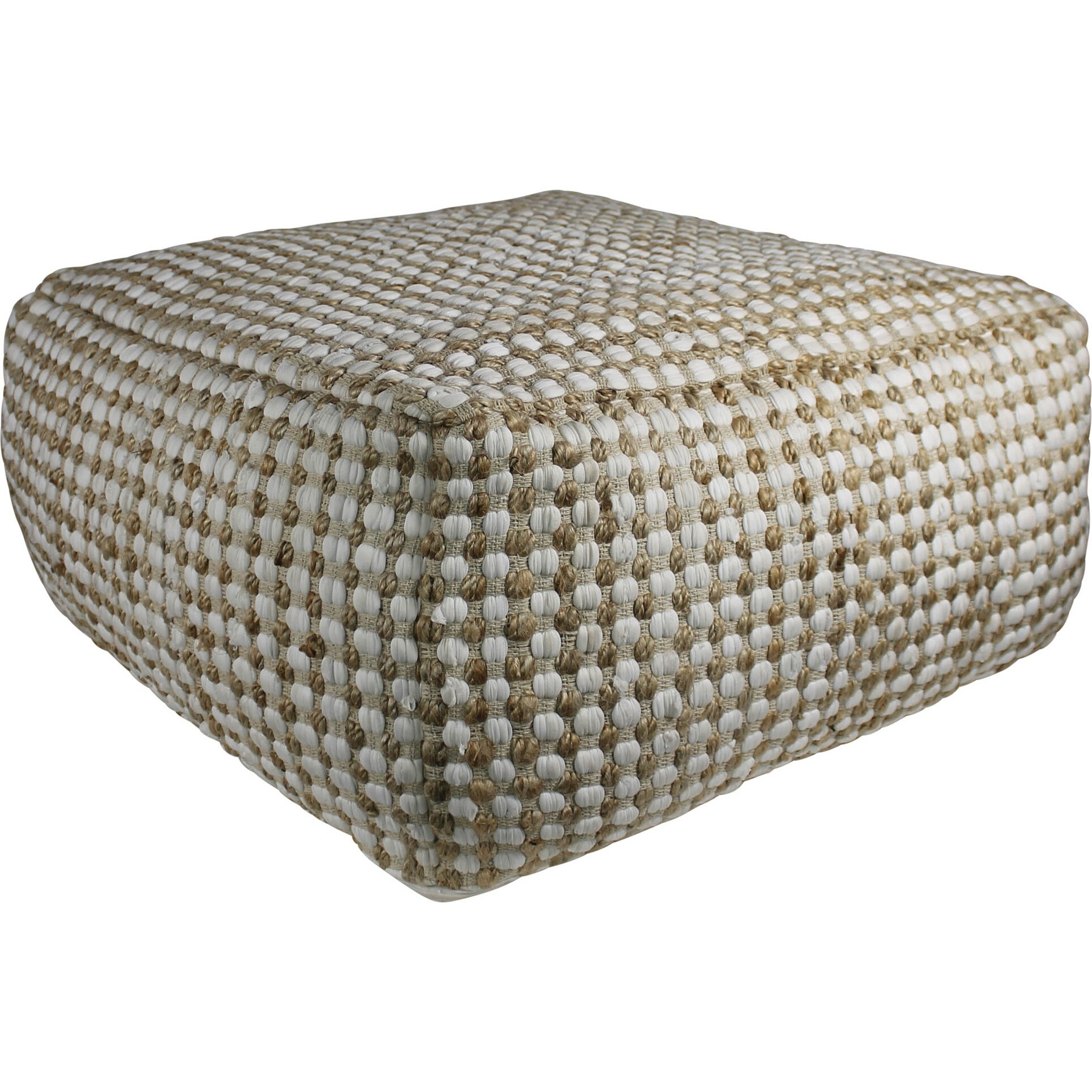 Natural Hemp Dotted Rectangle Pouf
