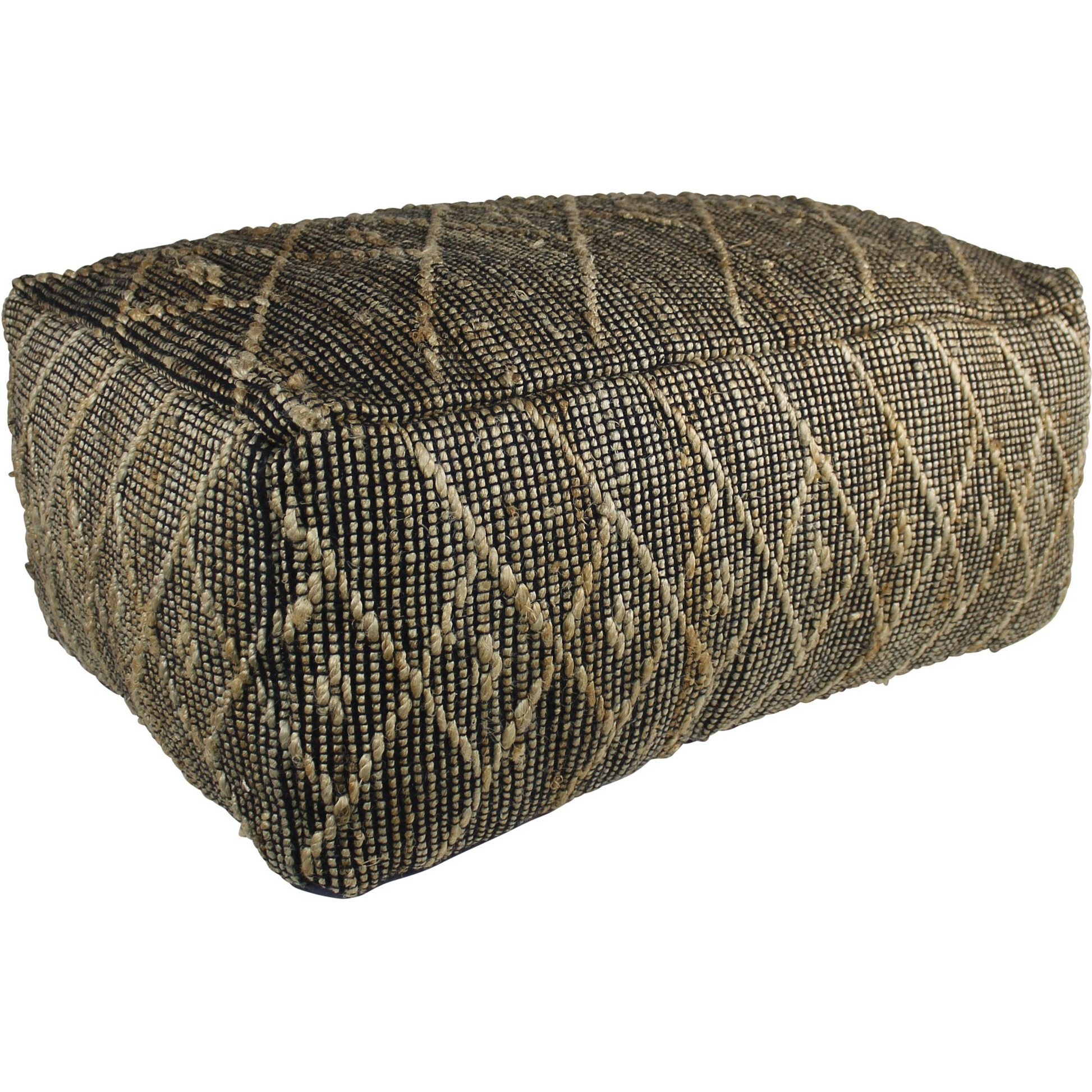 Black Hemp Textured Rectangle Pouf