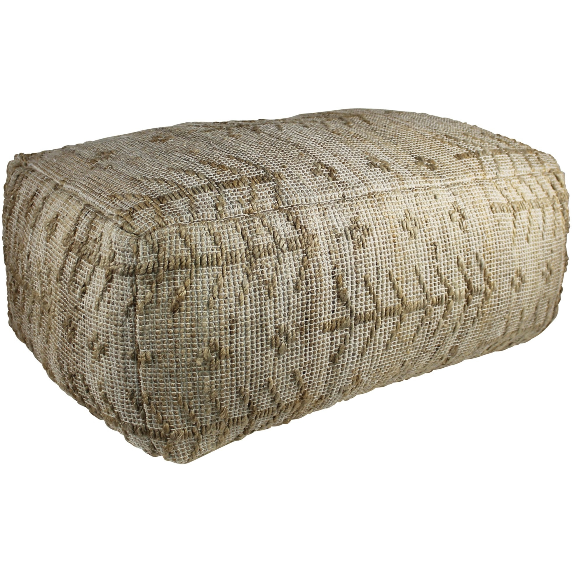 Natural Hemp Textured Rectangle Pouf